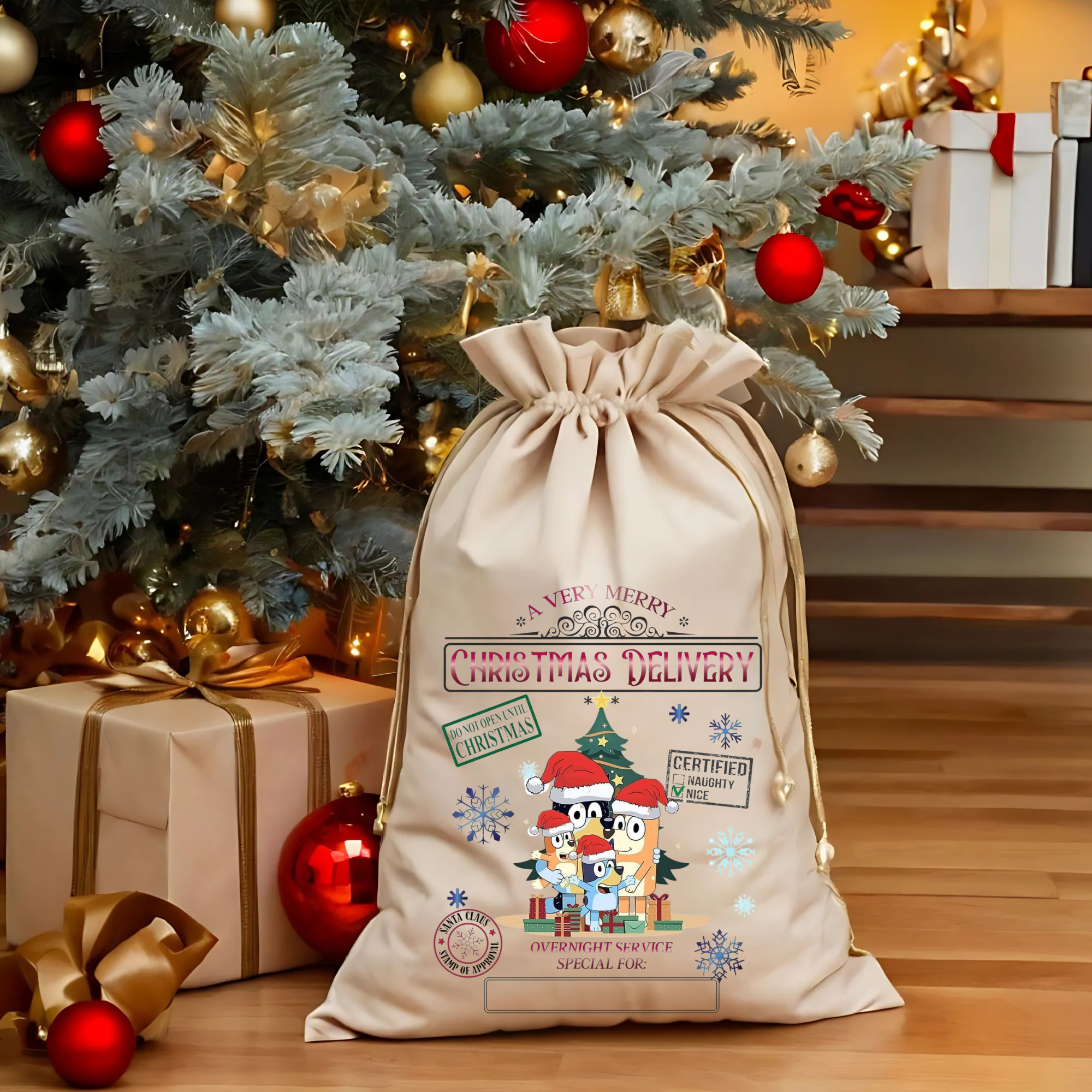 Christmas Delivery Santa Bluey and Friends - DTF Transfer