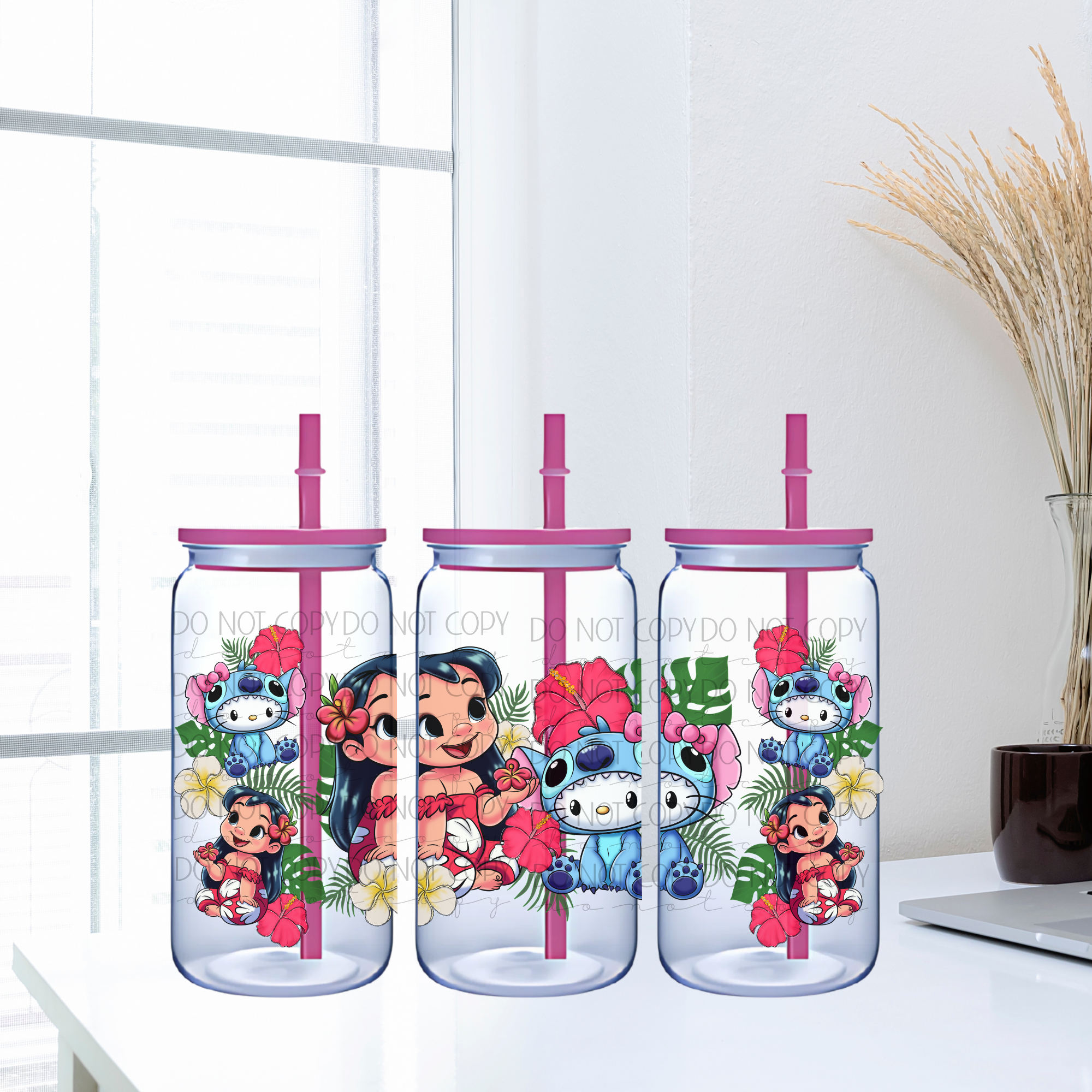 Hello Kitty Stitch - 16oz Libbey UV DTF Wrap