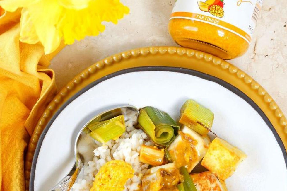 Simpel groentegerecht met mango-curry spread van La Délicieuse
