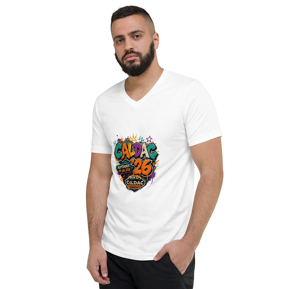 Thumbnail: CALDAC 2026 (Graffiti) - Unisex Short Sleeve V-Neck T-Shirt