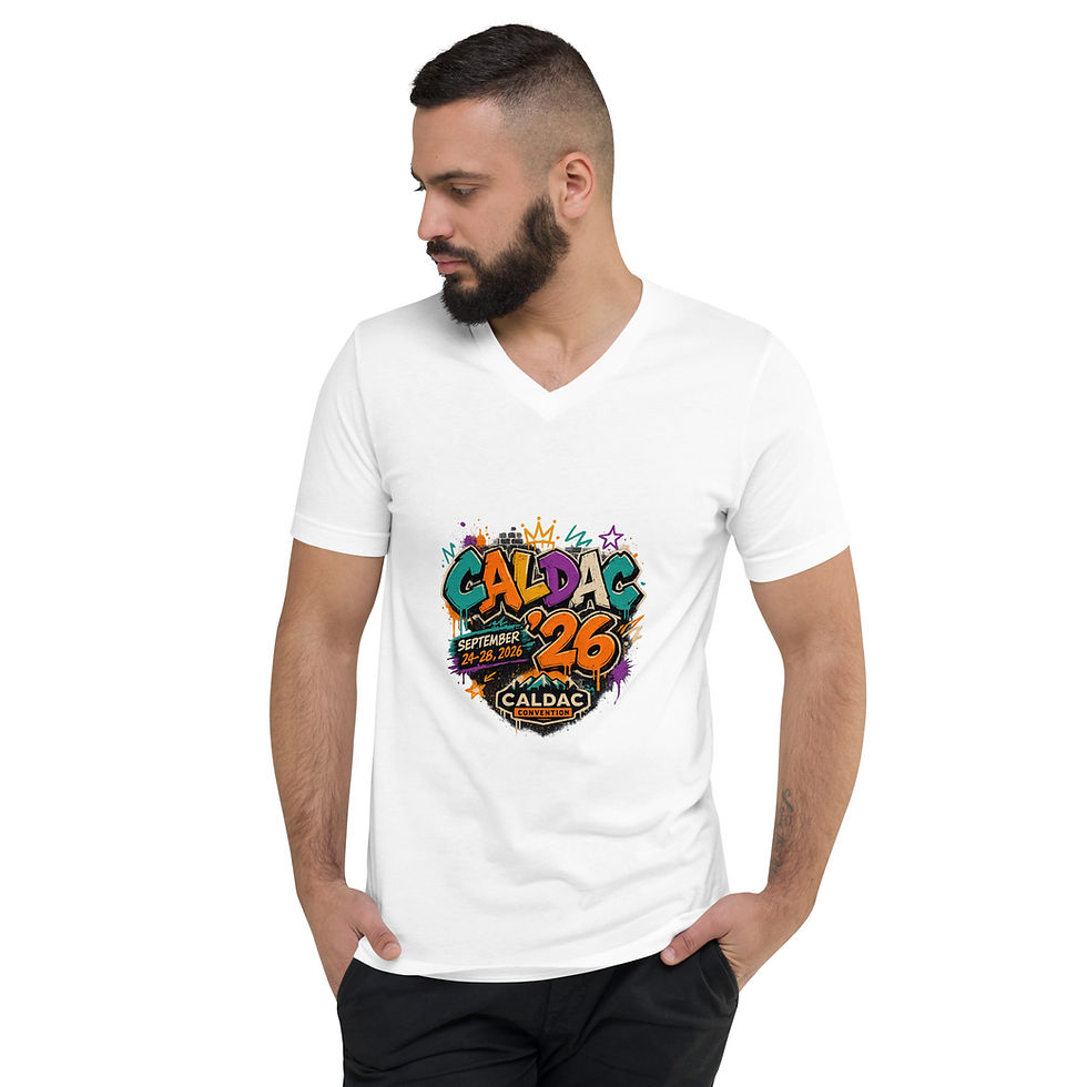 Thumbnail: CALDAC 2026 (Graffiti) - Unisex Short Sleeve V-Neck T-Shirt