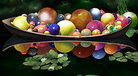 Boat O' Balls | framed digital painting of glass art by Chihuly 