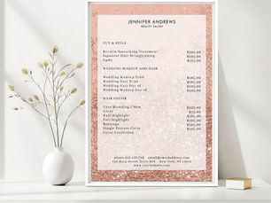 Top 5! Modern Peach Glitter Salon Price List Poster