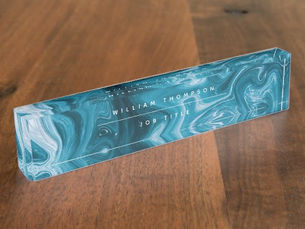 Review Blue Beach Waves Abstract Design Desk Name Plate