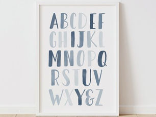 Best Price! Blue Watercolor Alphabet ABC Boy Nursery Decor