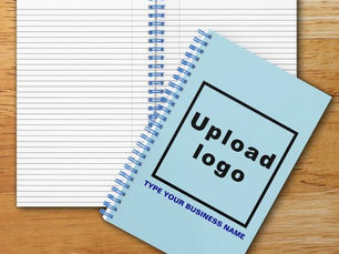 Big Deals! Business Name and Logo on Light Blue Spiral Notebook