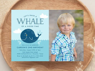 Top 10! Whale of a Time Photo Birthday Party Invitation