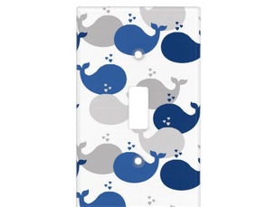 Review Nautical Whale Navy Blue Gray Baby Boy Nursery Light Switch Cover