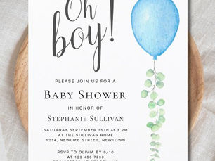 Hot Review! Budget Oh Boy Blue Balloon Baby Shower Invitation