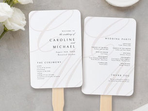 Best Deals! Classic Elegance Script Monogram Wedding Program Hand Fan