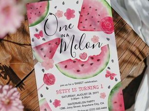 Review 'One in a Melon' Cute Watermelon Girl 1st Birthday Invitation