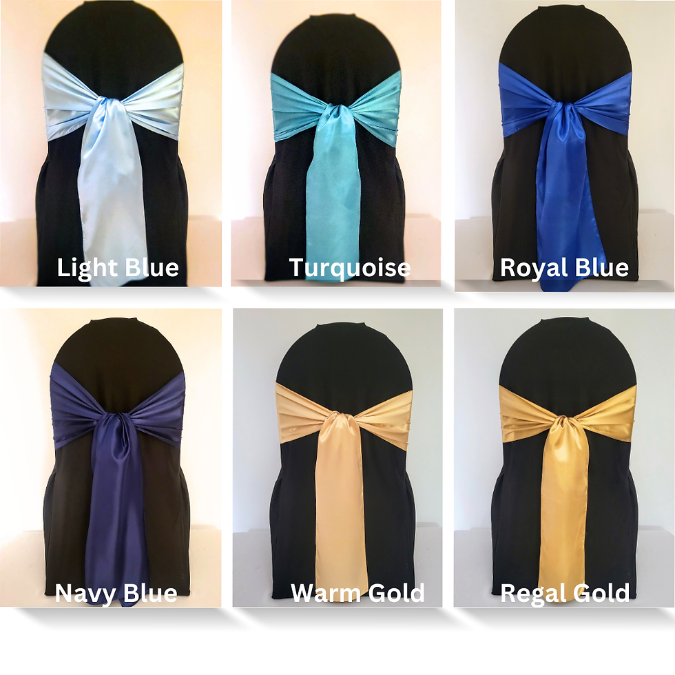 Thumbnail: Black chair cover with Satin sash of your color choice