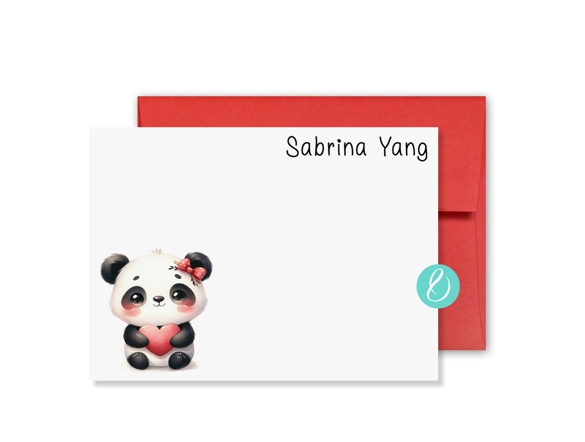 Panda Heart 1 Note Cards
