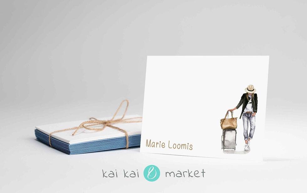 Thumbnail: Traveling Girl Mid Skin Note Cards