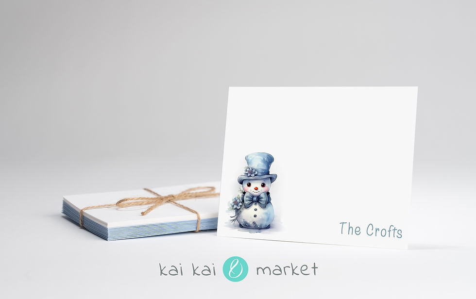 Thumbnail: Blue Snowman 1 Note Cards