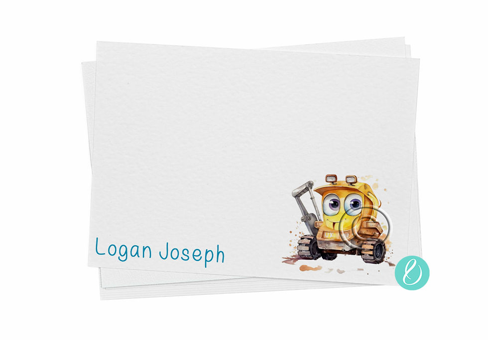Cute Excavator 2 Note Cards
