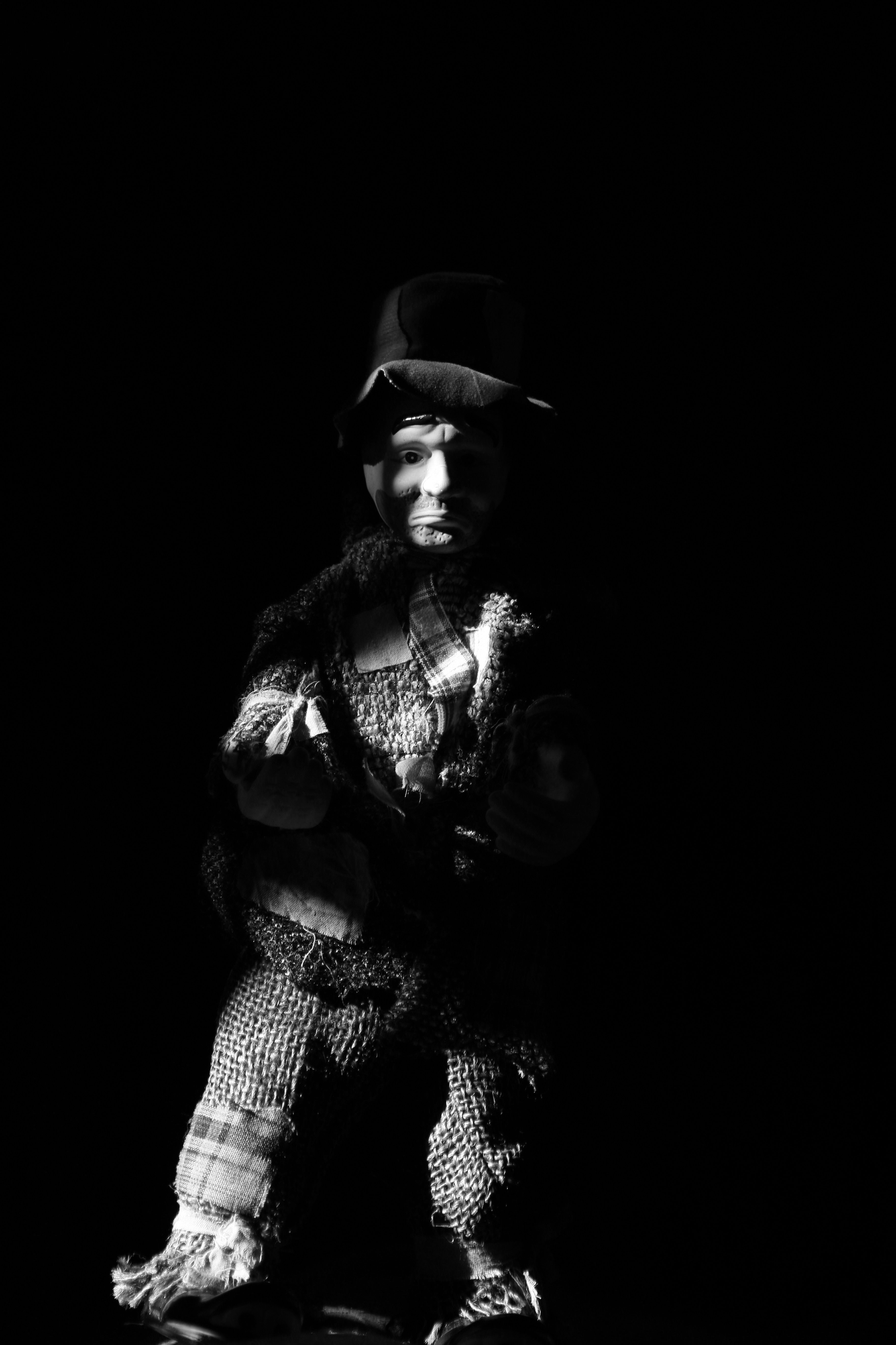 Photo noir et blanc bonhomme de paille