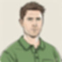 A boyish 36 year old white man with short flat dark-brown messy hair. wearing a green polo