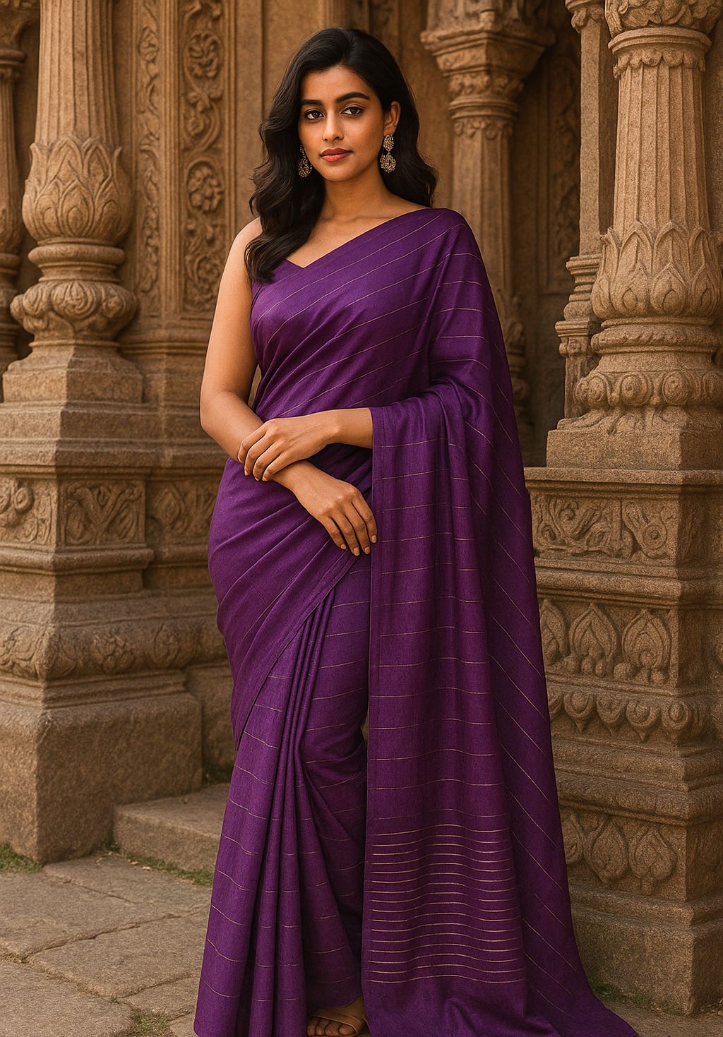 Beautiful Violet Semi Raw Silk Saree – A Timeless Choice