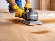 Professional hardwood floor sanding and refinishing process, industrial drum sander removi