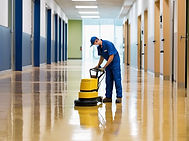 Professional floor stripping and waxing service, industrial floor scrubber removing old wa
