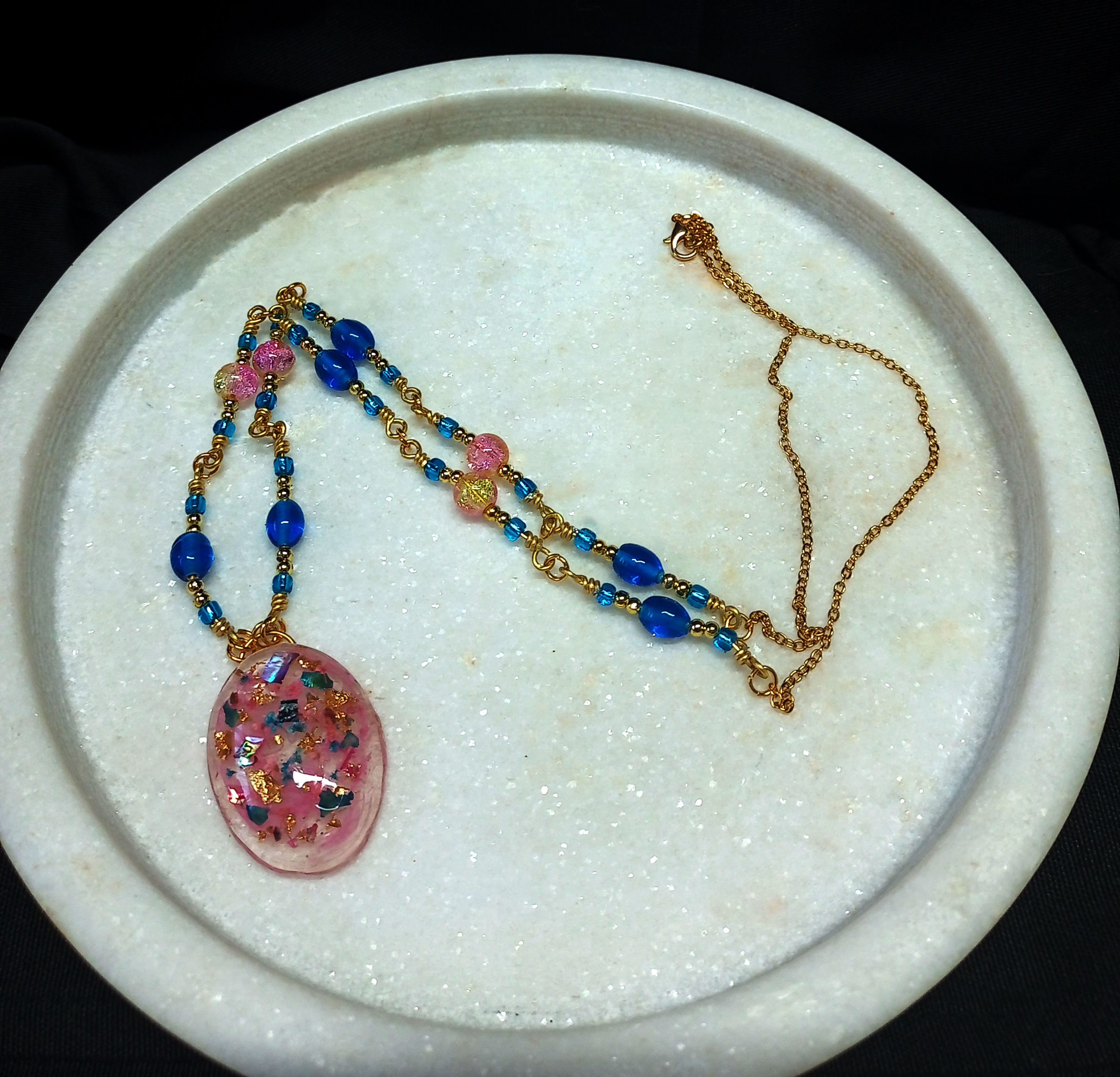 Hand Crafted gold plated wire & chain necklace
