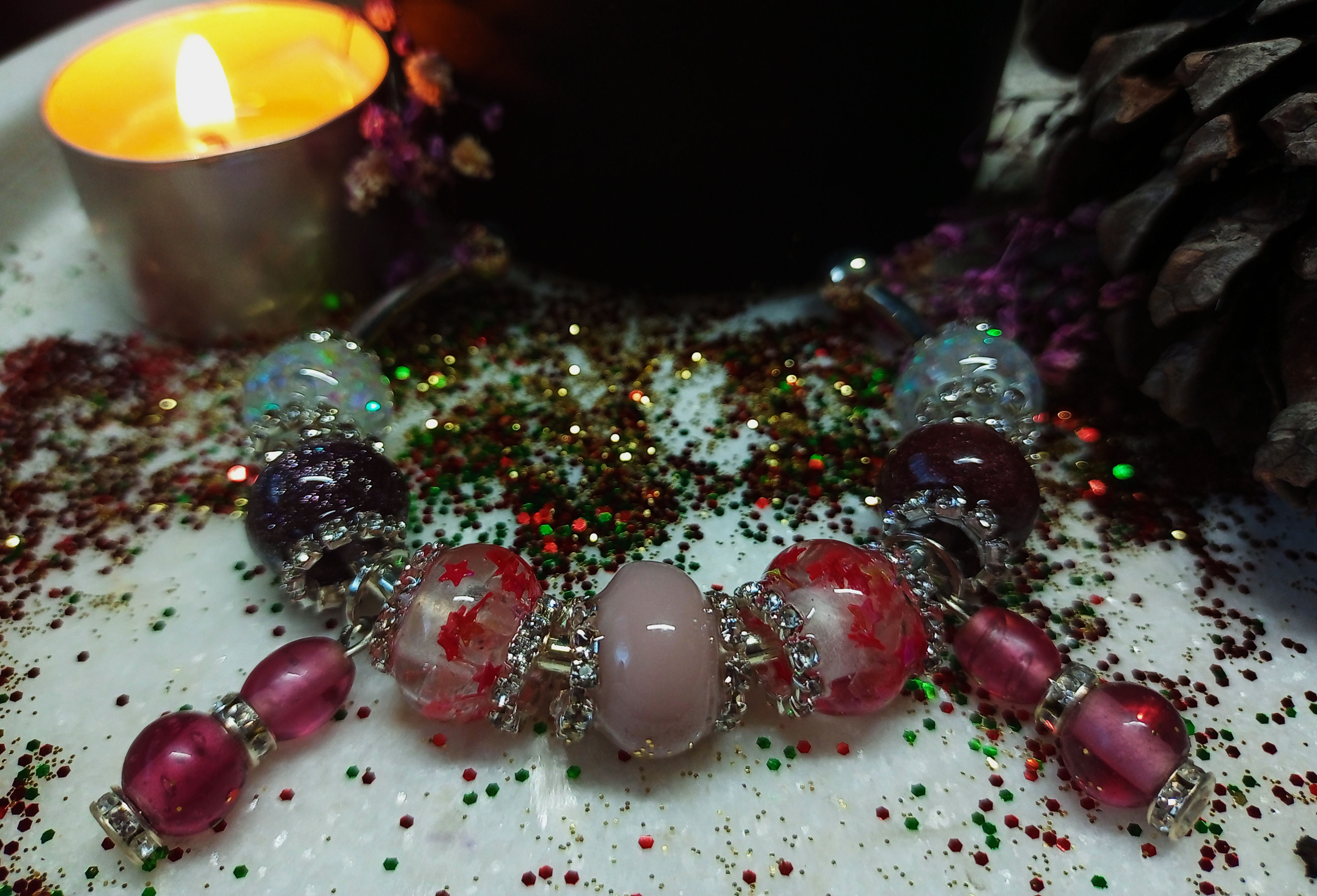 Hand Crafted beads on adjustable bangle