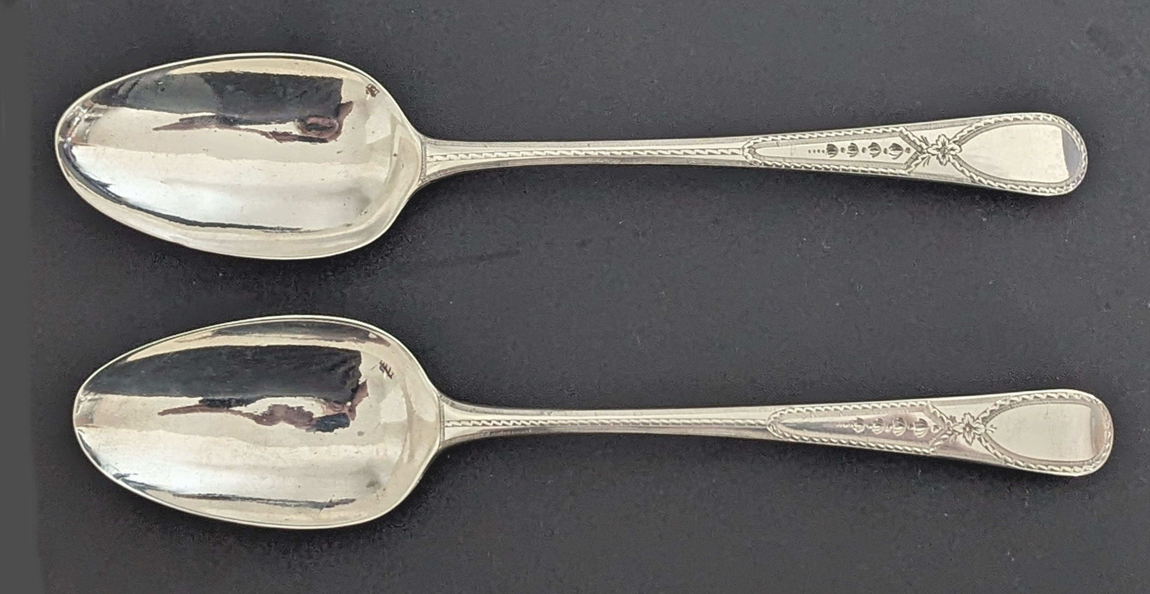 1784 A Pair of George III `Bright Cut` Tablespoons by William Sumner I