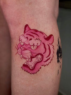 Tattoo color pink tiger Japanese japonais flash