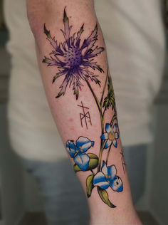 tattoo couleur color chardon arm