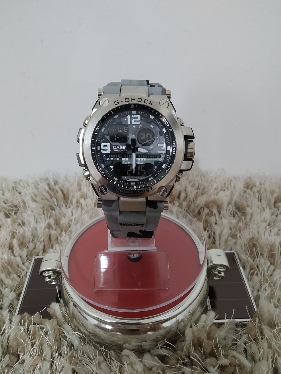 Miniatura: G-Shock WR 20Bar Prata Camuflado Cinza + Brinde Caixa Expositora