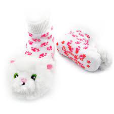 Fluffy Kitten Baby Rattle Socks