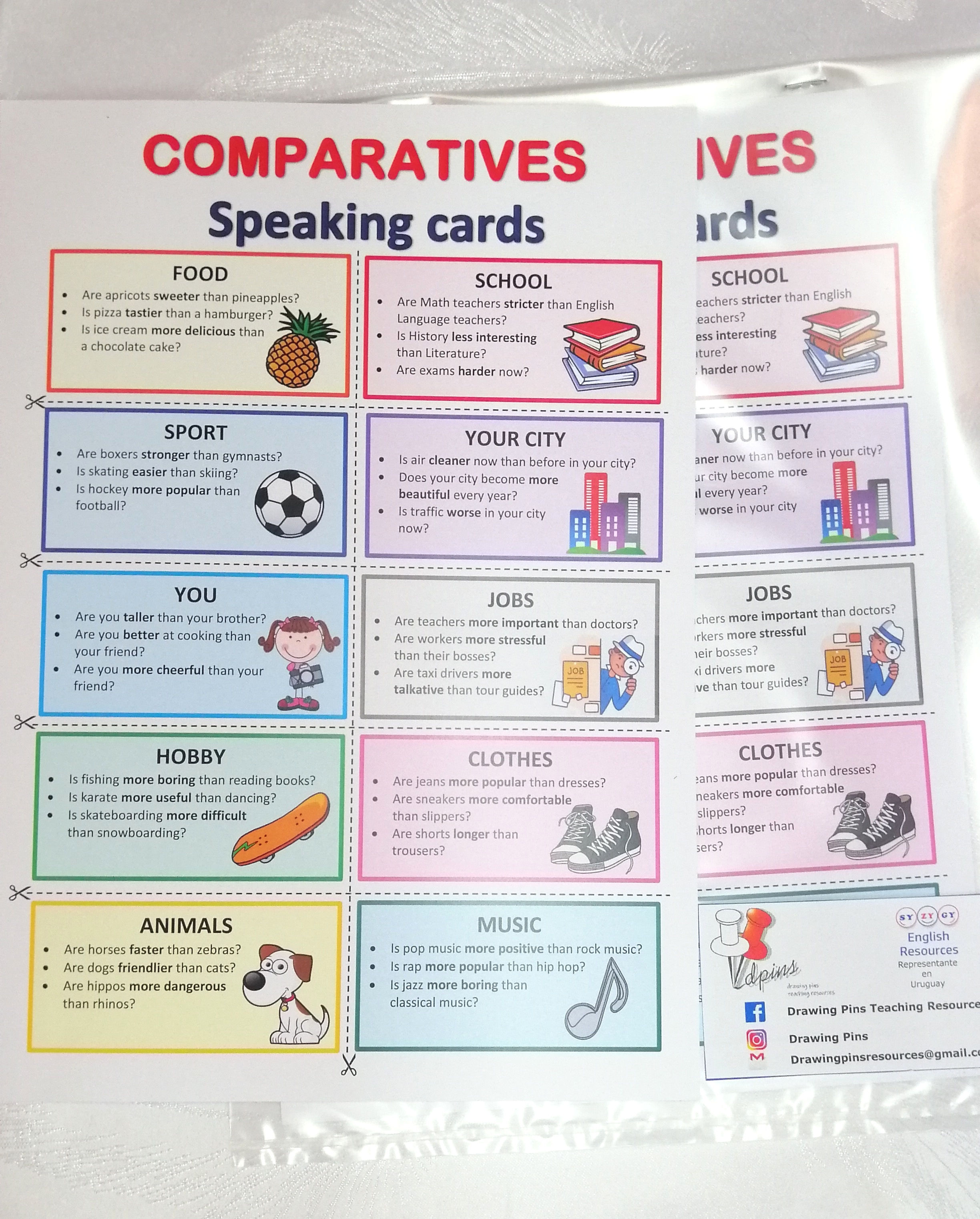 Comparatives Speaking cards