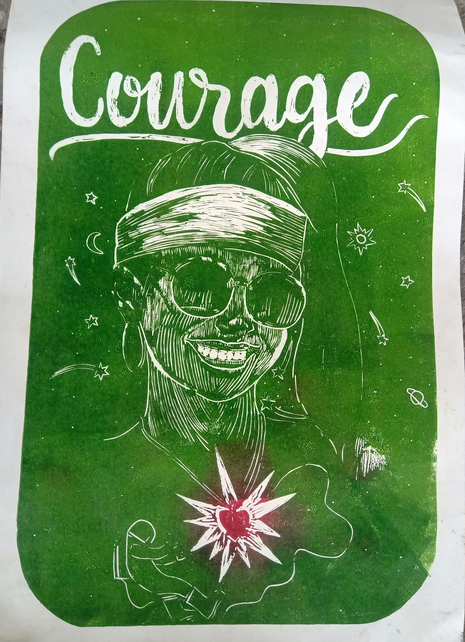 Linograbado "Courage"