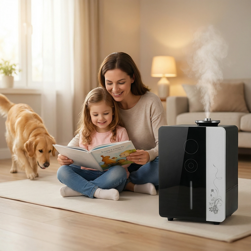 Close-up view of a WiFi app controlling a scent diffuser in a modern home