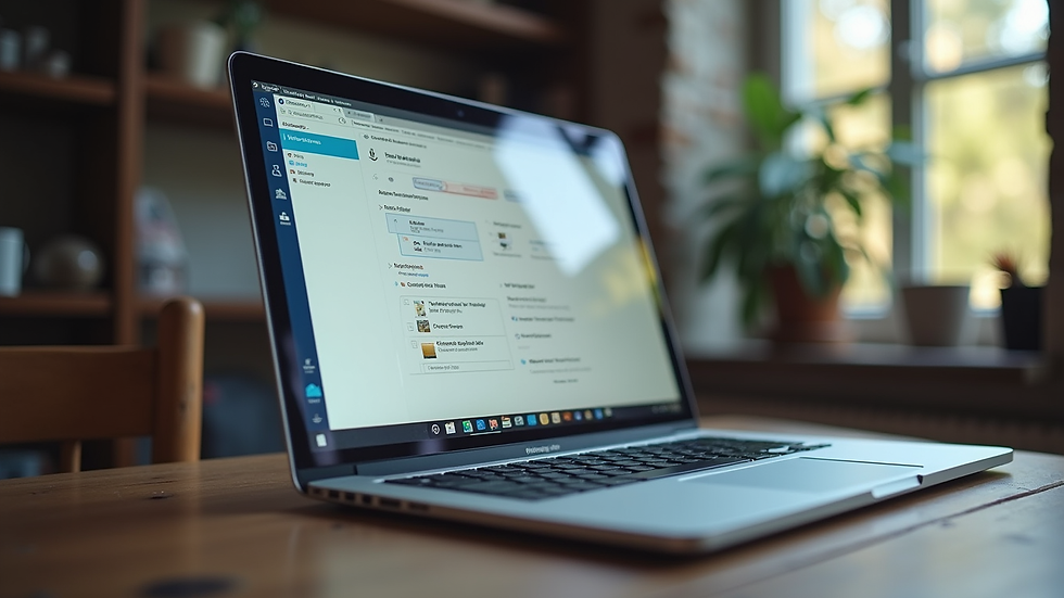 Eye-level view of a laptop displaying an educational platform interface