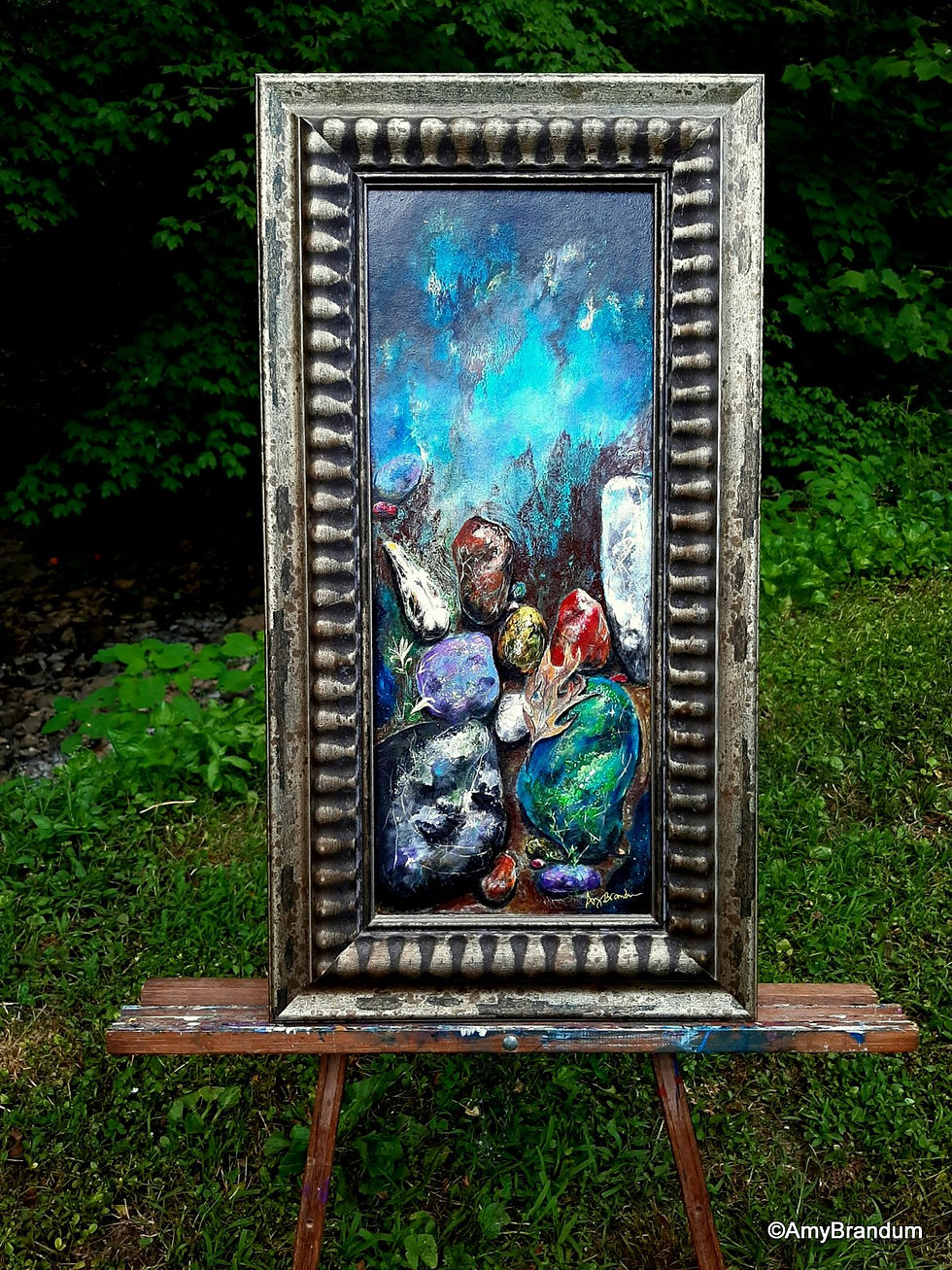 Thumbnail: Little Time original framed painting, 13x25"