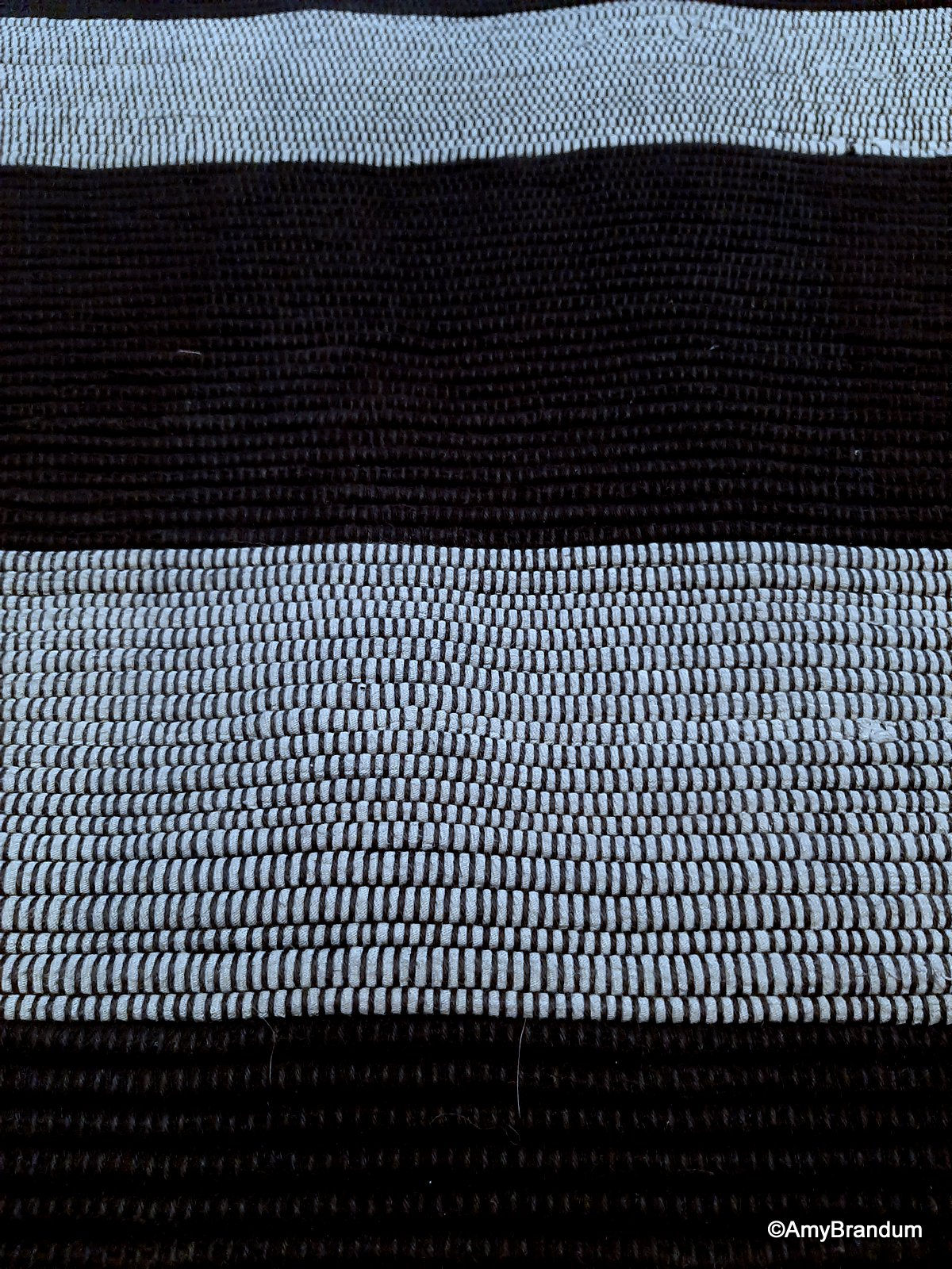 Black and Gray OffCentered Stripes Rag Rug