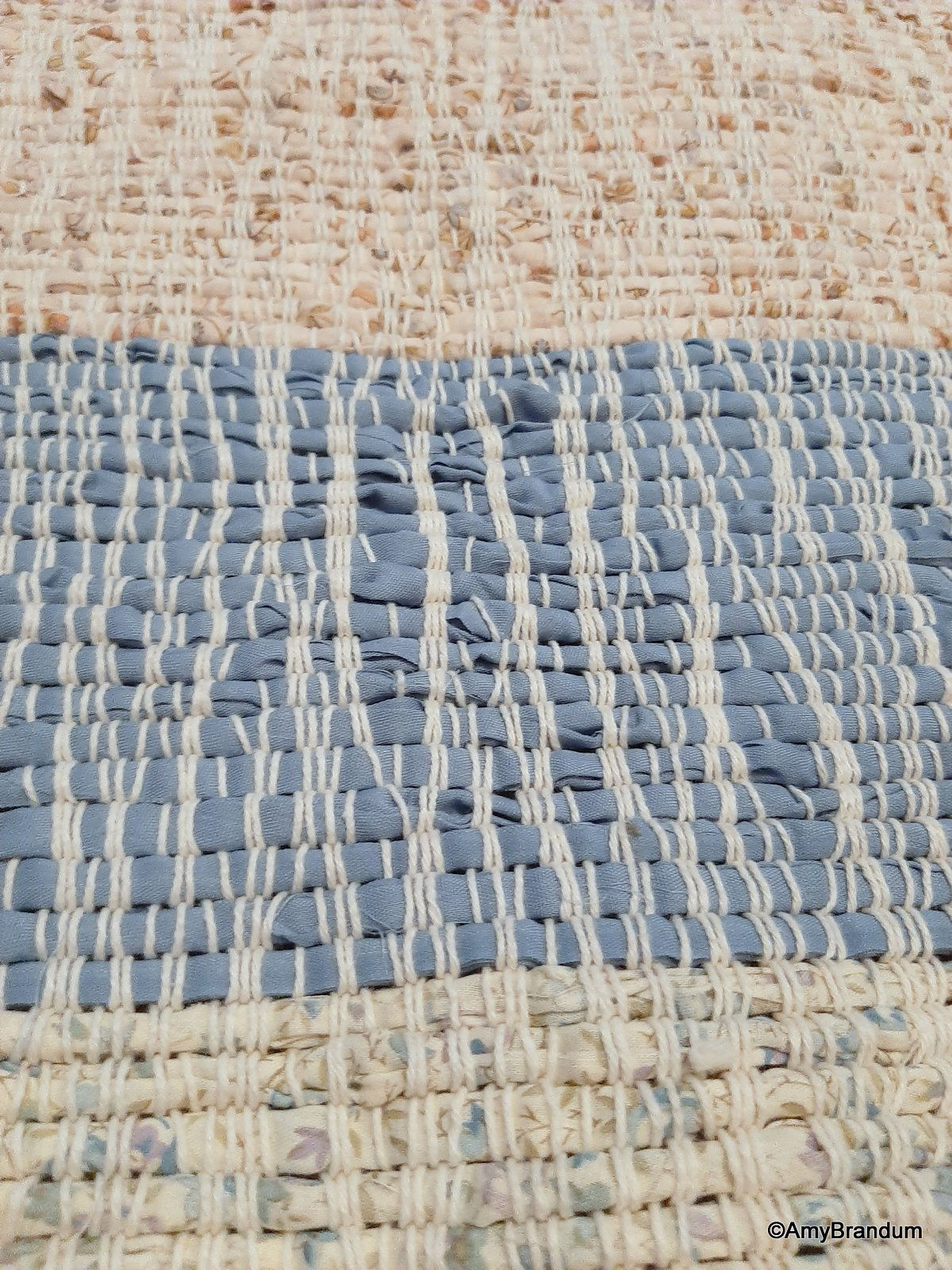 Blue Skies and Wheat Stripes Rag Rug
