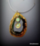 Green and Gold Geode Bead Necklace