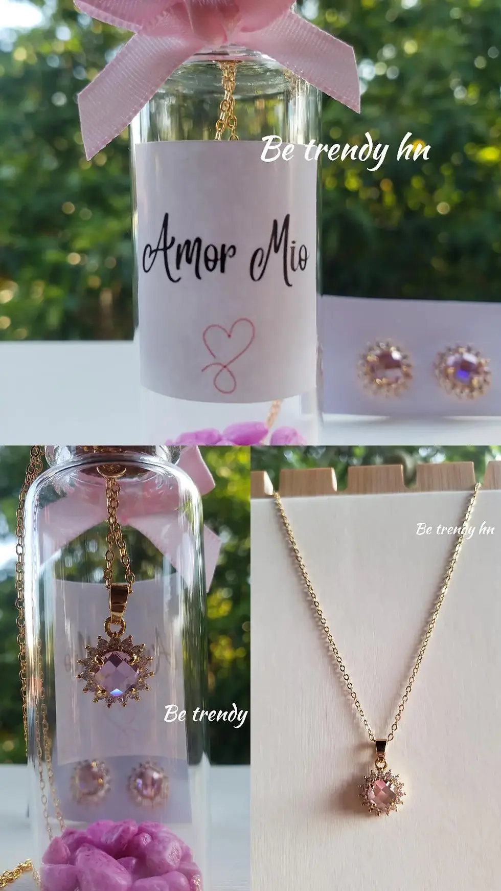 Miniatura: Pink Necklace collar y aretes 