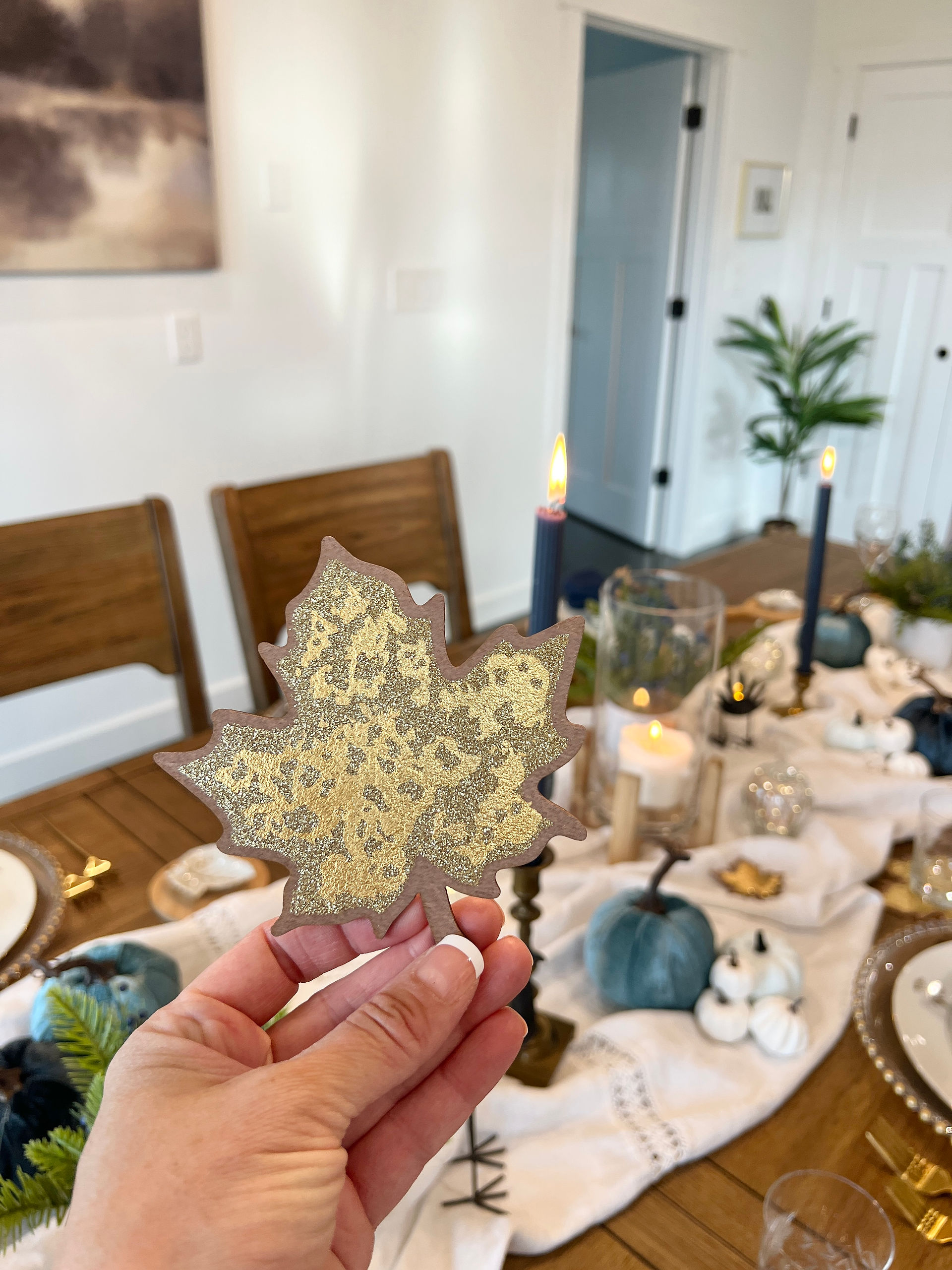 Gold leaf table decor