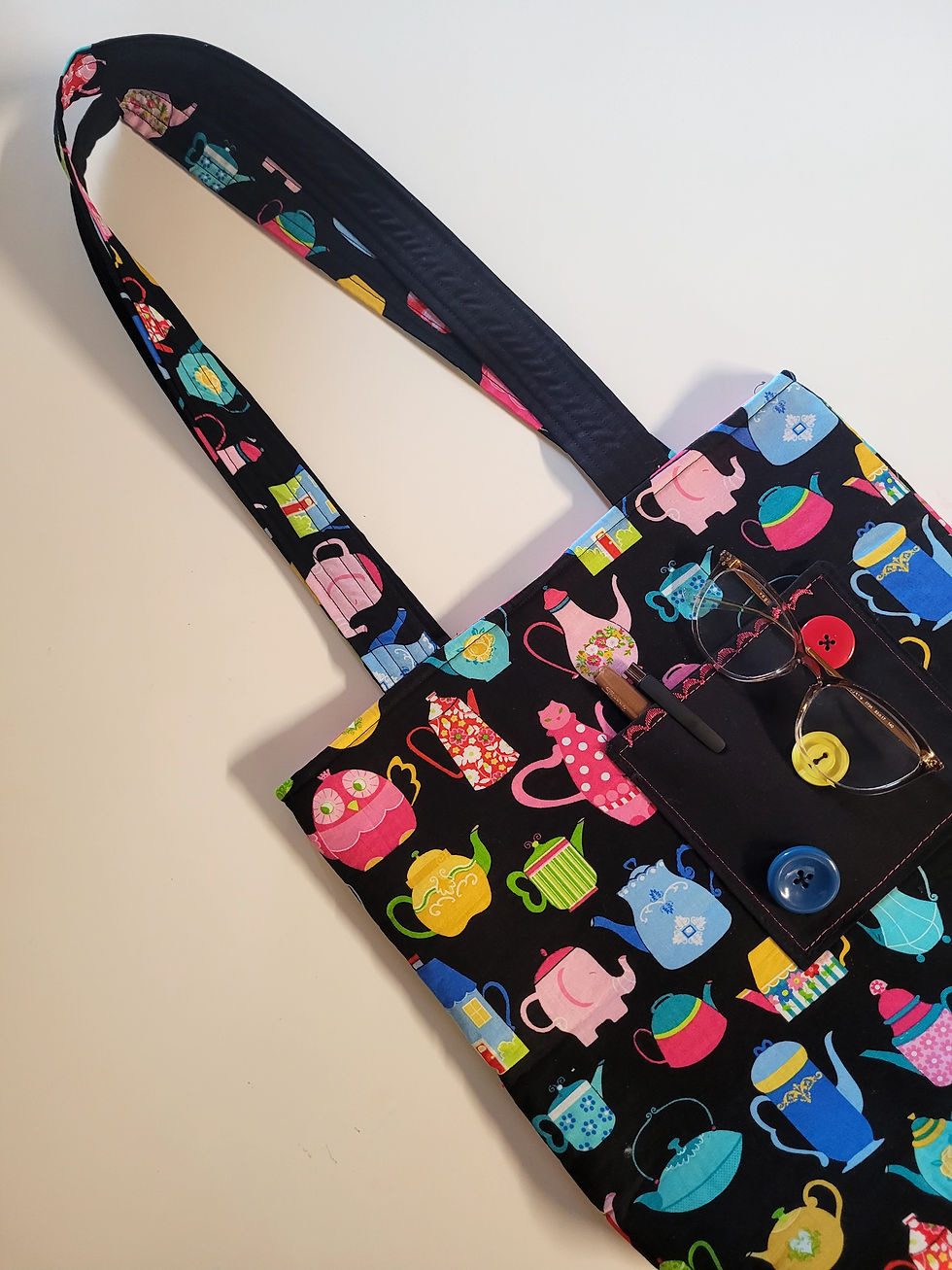 Thumbnail: Teapots & Pink Reversible Book Bag