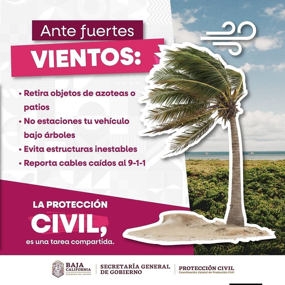 Advierten de vientos de hasta 70 km/h y altas temperaturas en BC y SD este fin de semana