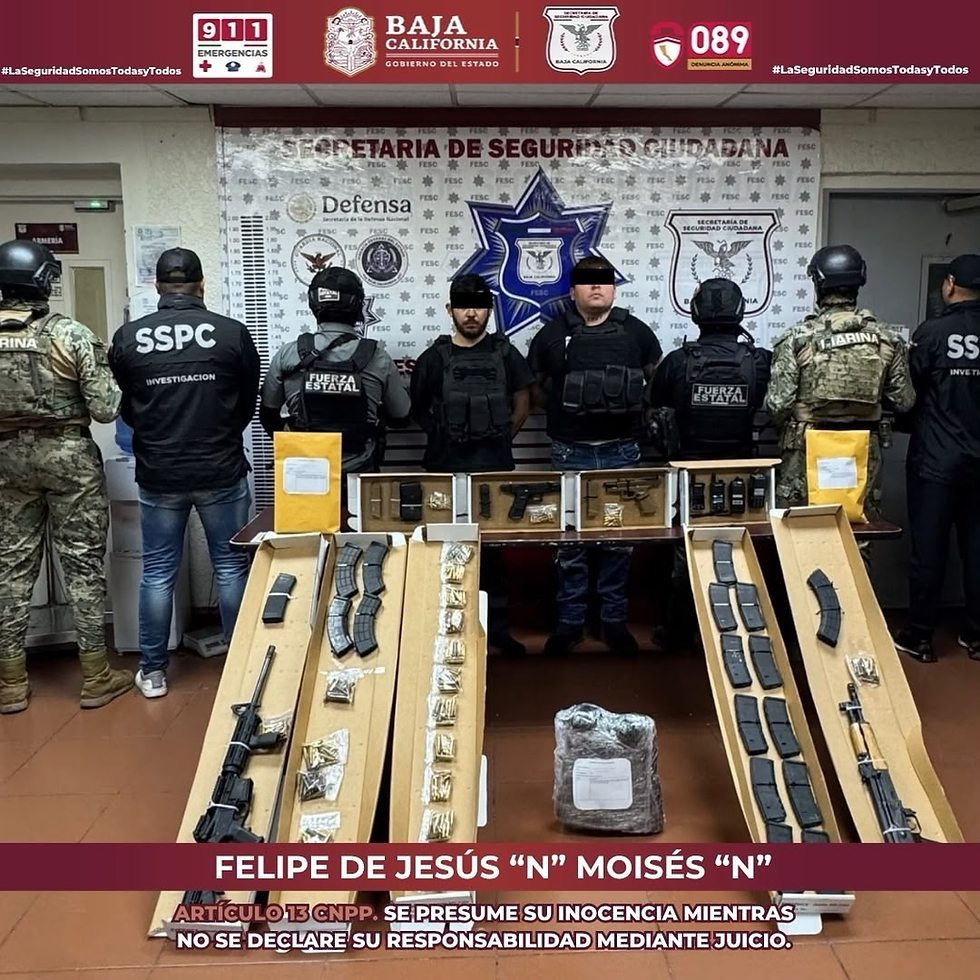 Detienen con armas y droga al 'Canelo', objetivo de las mesas de seguridad de BC, en Valle de Mexicali