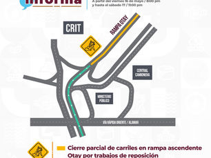 Anuncia CESPT cierre parcial en rampa Central-Otay para trabajos de rehabilitación