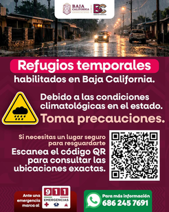 BC, en vigilancia permanente por 'Rachel'; habilitan refugios temporales ante posibilidad de lluvia y fuertes vientos