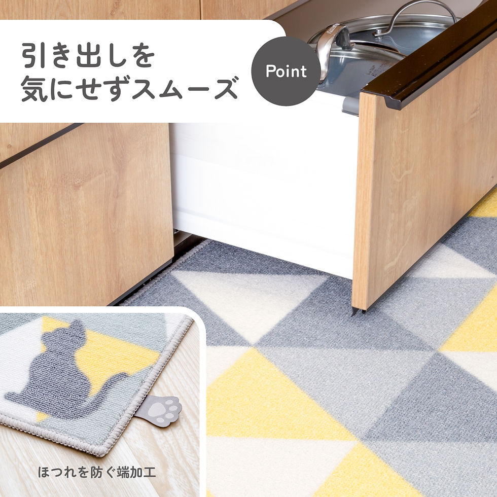サムネイル： ネコ柄　キッチンマット