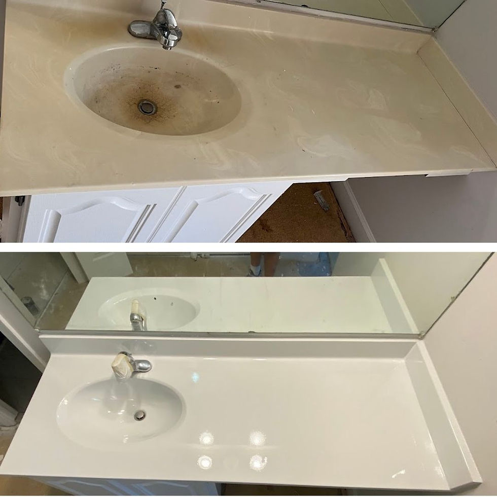 Sink before and after repair and professional reglazing 
