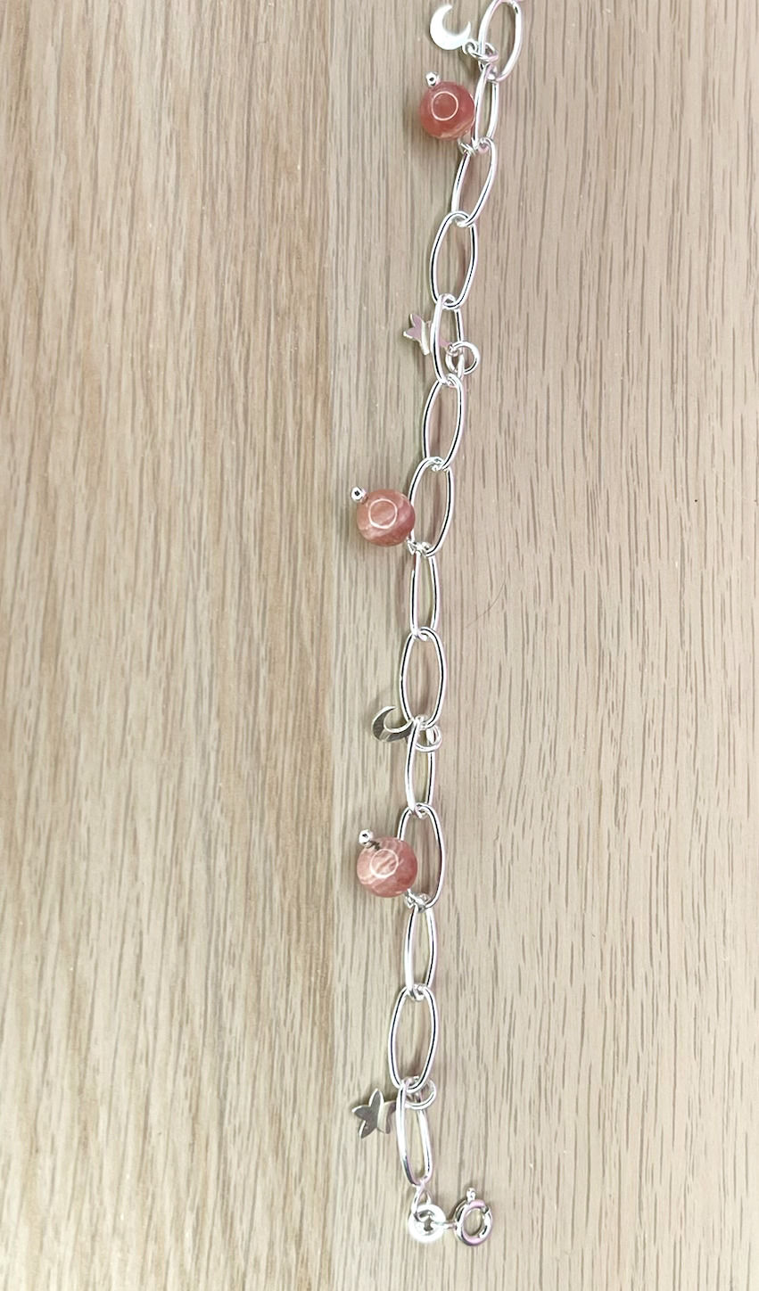 Miniature : Bracelet Rhodochrosite et charmes